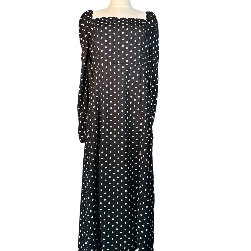 Lulu's Black and White Polka Dot Long Sleeve Dress‎